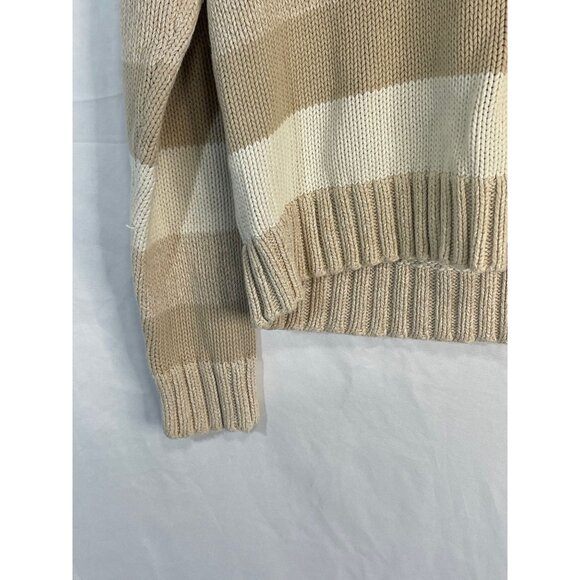 vintage striped knit sweater vneck collared brown white no size tag small READ - Picture 3 of 9